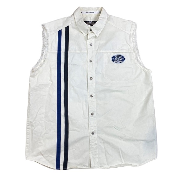 Harley-Davidson dirt Track Team White button down sleeveless Vest size XL - Picture 3 of 16